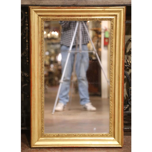 Mid-19th Century Louis XVI Giltwood Mirror With Original Mercury Glass For Sale - Image 4 of 5