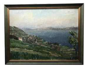 Walter Clenin Lake Bienne, Bielersee, 1970, Oil on Canvas, Framed