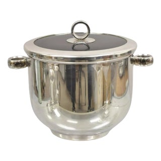 Mid 20th Century English Silver Mfg Co. Mid Century Art Deco Silver Plated Lidded Ice Bucket For Sale