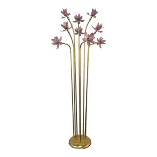 Vintage Harris Industries Acrylic Floral Lamp Rougier Style For Sale