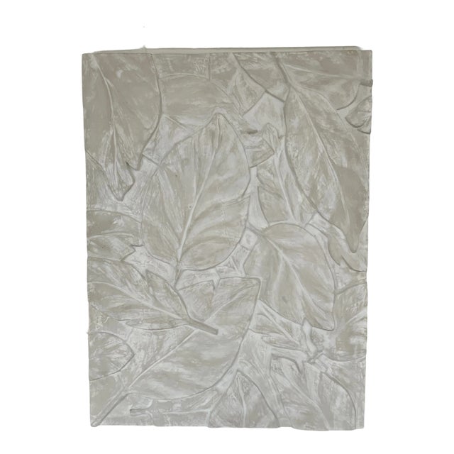 Made Goods Modern Indoor/Outdoor Dimensional Concrete Palm Leaf Ullric Wall Plaque For Sale