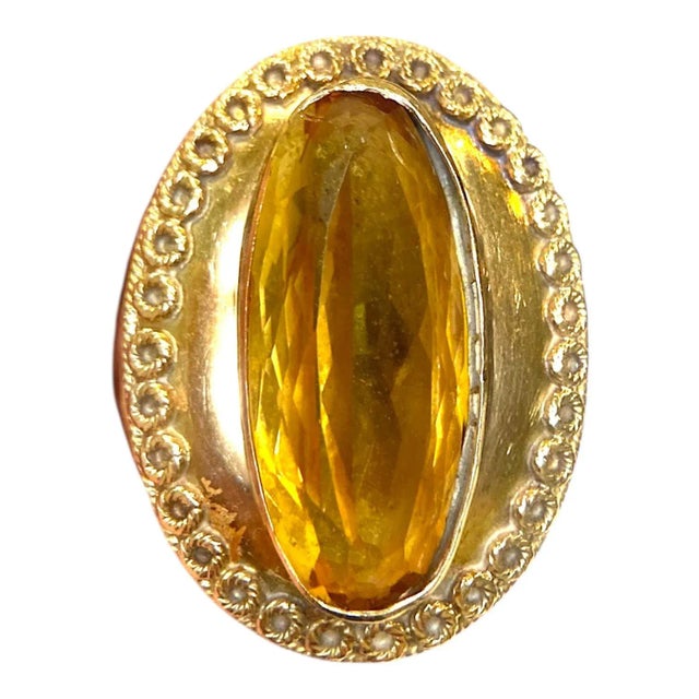Mid 20th Century Etruscan Revival 18k Gold Citrine Charm Pendant For Sale In Las Vegas - Image 6 of 10