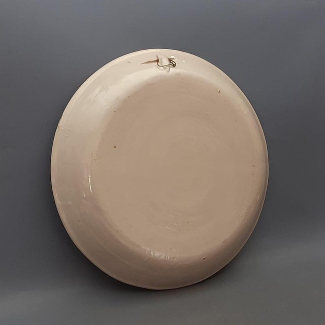 Large Vintage Caltagirone Majolica Hand-Painted Hanging Plate, 1960s For Sale - Image 6 of 12