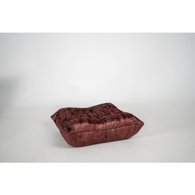 Set of Togo Lounge Chair and Ottoman in Rust Velvet by Michel Ducaroy for Ligne Roset, 1973 For Sale - Image 11 of 18
