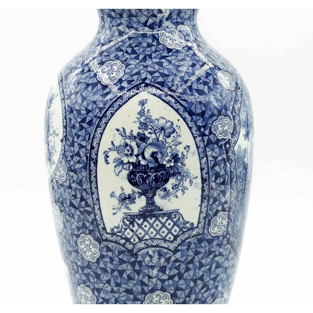 Ceramic Blue Ceramic Vase by Franz Anton Mehlem, 19th Century For Sale - Image 7 of 8