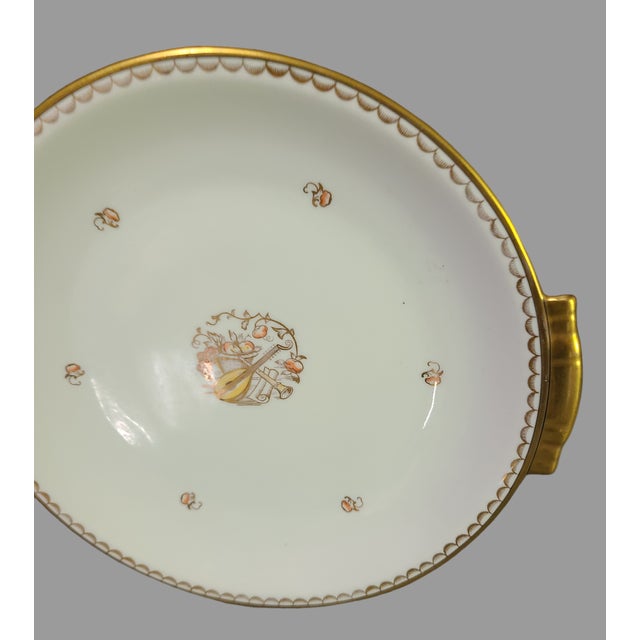 Traditional Vintage Swedish Alp Lidkoping Porcelain Gilded Painted Musical Instruments Serving Platter For Sale - Image 3 of 7