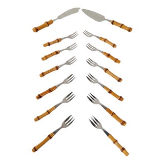 Vintage Dessert Set Flatware with Cake Servers in Stainless Steel, 1970s, Set of 14 For Sale