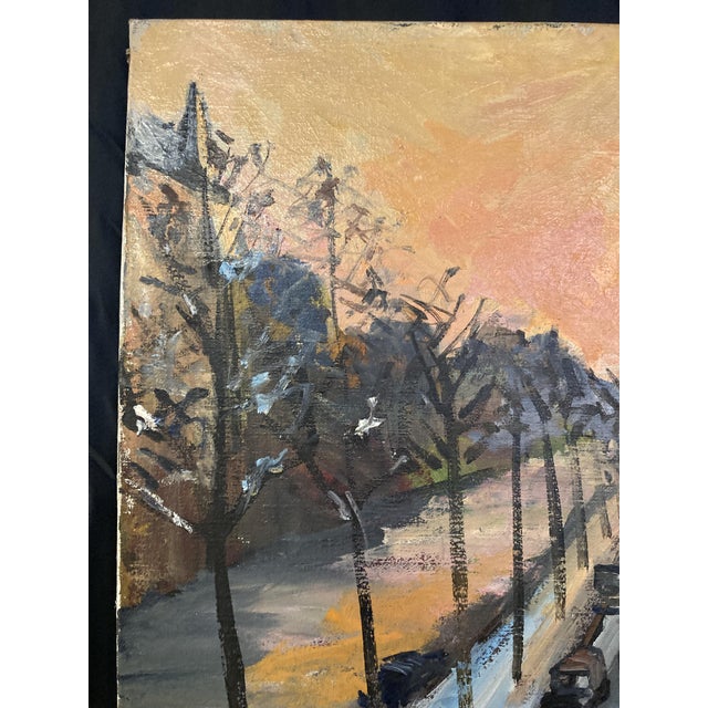 1950s Geneviève Chapront, Snowy Boulevard Saint-Germain, 1950s, Oil on Canvas For Sale - Image 5 of 10