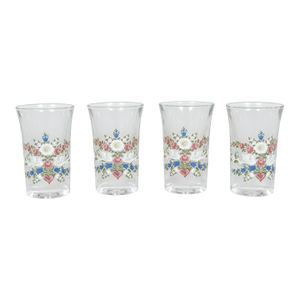 Late 20th Century Italian Hand Painted Floral Shot Glasses - Set of 4