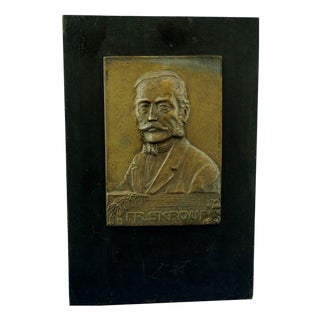 20th Century Bronze Plaque Portrait of František Škroup by Antonín Popp, Paris, 1912 For Sale
