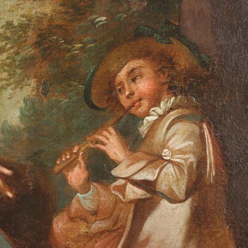 French School Artist, Concert of Love in the Park, 1700s, Oil on Canvas For Sale - Image 5 of 11