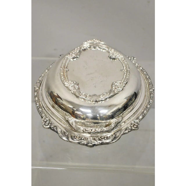 Vintage Silverplate Victorian Style Ornate Lidded Vegetable Serving Dish Platter For Sale - Image 4 of 12