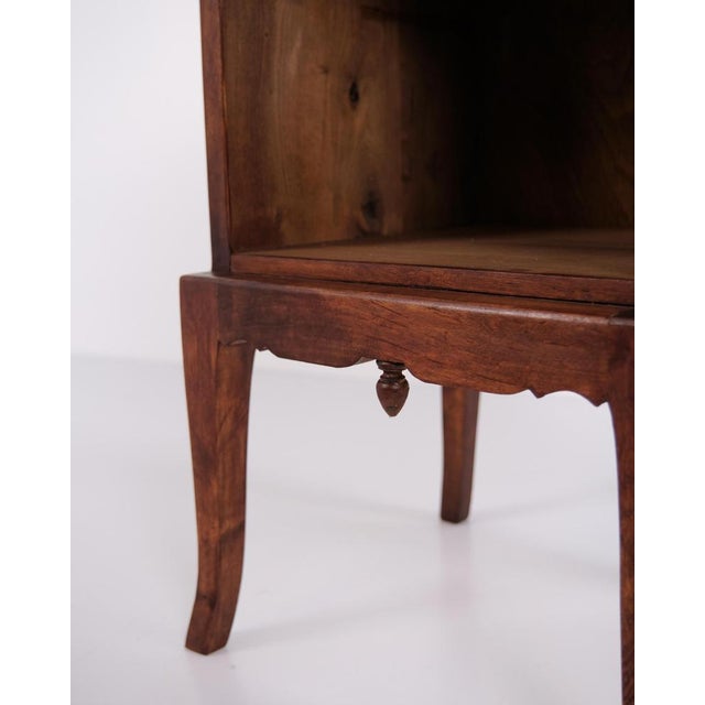 Bedside Table in Dark Wood with Brass Mounts and Tapered Legs, 1940s For Sale - Image 11 of 12