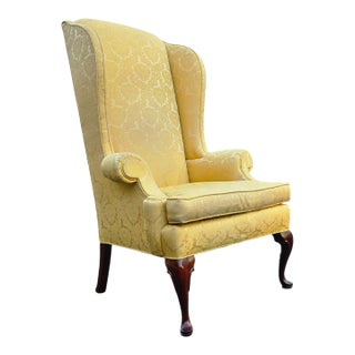 Vintage Queen Anne High Wingback Armchair For Sale