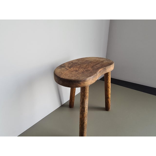 Vintage French Wooden Tripod Stool, 1950 For Sale - Image 6 of 11