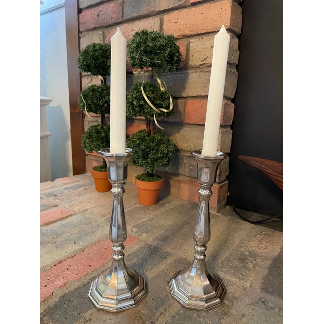 Mid 20th Century Vintage Sheffield Italian Silverplated Candle Holders / Candlesticks - a Pair For Sale - Image 12 of 13