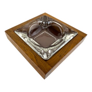 1960s Rothschild Mid Century Walnut & Glass Catchall For Sale