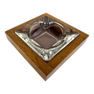 1960s Rothschild Mid Century Walnut & Glass Catchall