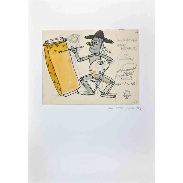 The Artist is a drawing in ink pencil and watercolor realized by Jean Effel in the mid-20th Century. Good conditions. The...