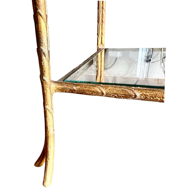 1970s 70’s Gilt Painted Hollywood Regency Two Tier Side Table For Sale - Image 5 of 11