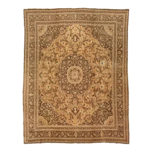 10 X 13 Vintage Tabriz Handmade Designed Wool Rug in Tan Color
