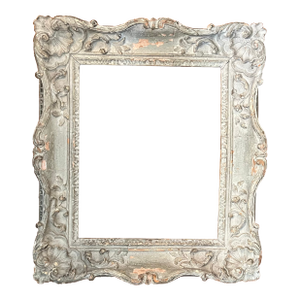 Antique 18th Century French Louis XVI Gray Painted Carved Wood Picture Frame