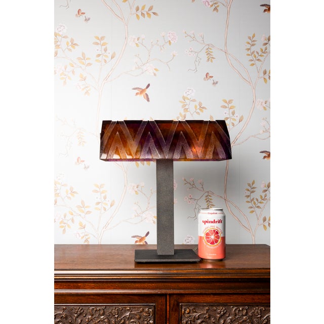 Contemporary Mid 20th Century Daum Purple & Orange Lamp For Sale - Image 3 of 7