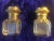 Continental Shagreen, Mother of Pearl Miniture Trunk With Gilt Filigree Crystal Bottles - 3 Pieces For Sale - Image 4 of 13