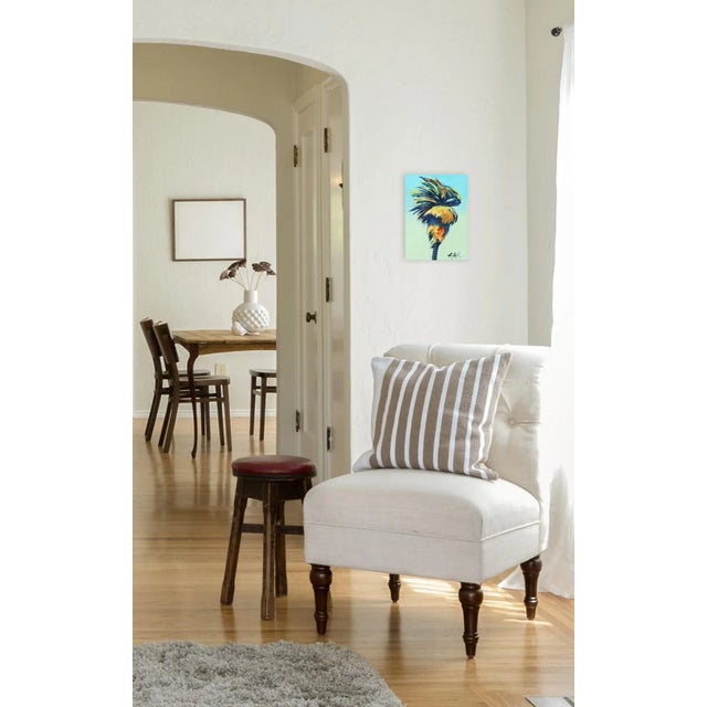 Blue Windy Palm - Contemporary Botanical Landscape Tree Acrylic Painting by Kathleen Keifer For Sale - Image 8 of 8