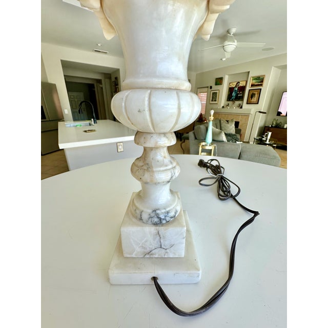 Single Italian Urn Neoclassic Alabaster Table Lamp For Sale - Image 9 of 15