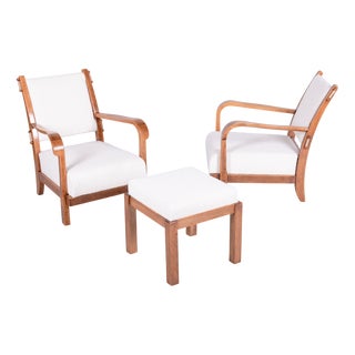 Czech Art Deco Seating Set in Oak attributed to Krásná Jizba, 1930s, Set of 3 For Sale