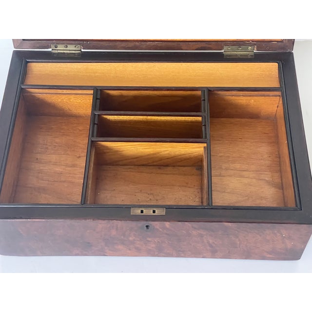 Large Antique Victorian Burlwood Box With Inlay For Sale - Image 9 of 11