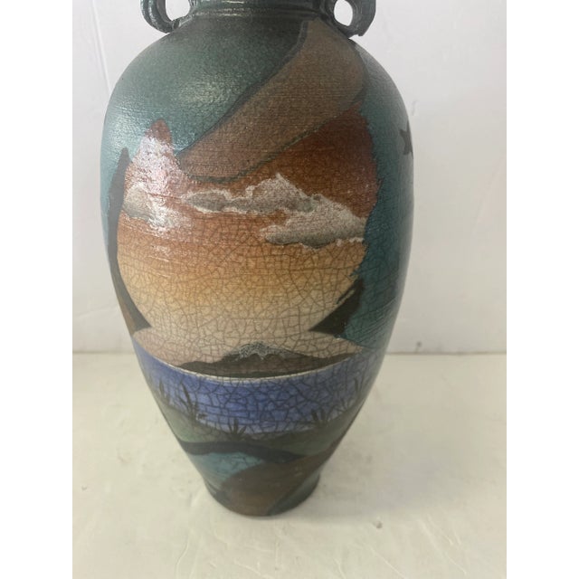 1980s Signed Ken Jensen Raku Style Ceramic Vase For Sale In Miami - Image 6 of 10