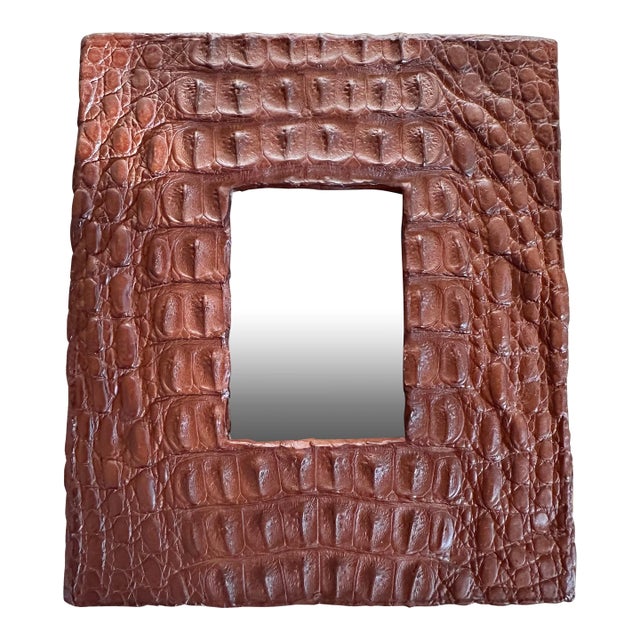 Vintage Italian 1970’s Picture Frame of CeramicWith Alligator Detail in Bronze /Brown For Sale