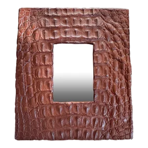 Vintage Italian 1970’s Picture Frame of CeramicWith Alligator Detail in Bronze /Brown