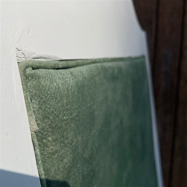Antique Portuguese Wood Chair in Agua Green Velvet Fabric, 1920s For Sale - Image 6 of 10