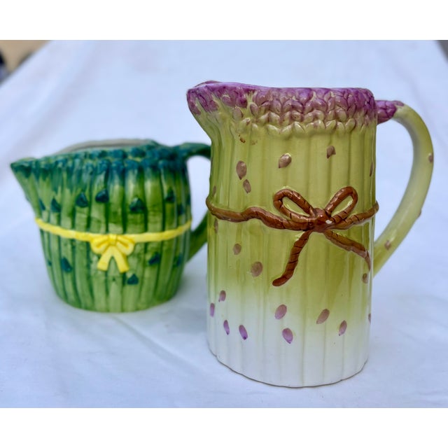 Asparagus Albert Kessler and Company Majolica Asparagus Pitcher For Sale - Image 8 of 9