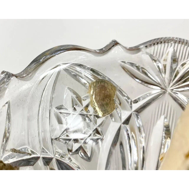 1950s Vintage French Crystal and Brass 6-Horn Chandelier, 1950s For Sale - Image 5 of 10