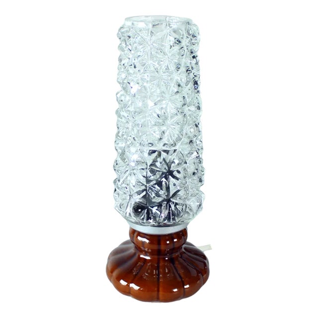 Mid-Century Table Lamp in Ceramic and Glass, Czechoslovakia, 1960s For Sale