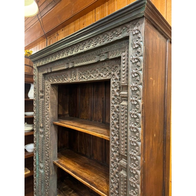 Mid 19th Century Mid 19th Century XL Indian Carved Wood Bookcase For Sale - Image 5 of 13
