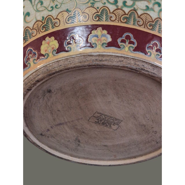 Ceramic Vintage Hand Painted Koi-Fish Asian Chinoiserie Fishbowl Jardinière Planter For Sale - Image 7 of 11