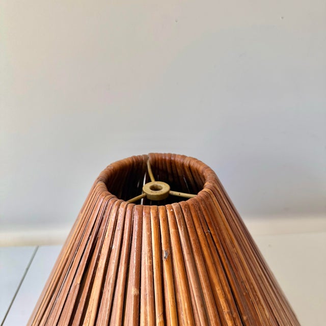 Wood 1970s Bamboo Pencil Reed Empire Lampshade For Sale - Image 7 of 7