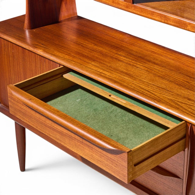 Hos Wulff Mid Century Danish Teak Tambour Door Credenza and Hutch For Sale - Image 10 of 11
