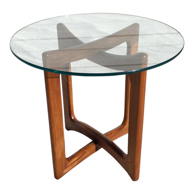 1950s Mid-Century Wood and Glass Ribbon Side Table Styled After Adrian Pearsall For Sale