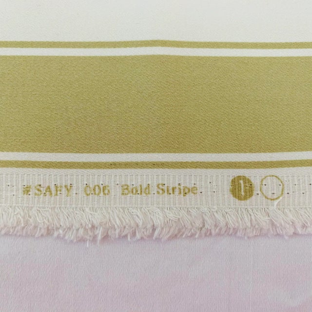 English Free Spirit Designer Vicki Payne Green & White Awning Cabana Stripe Fabric- 8.7 Yards For Sale - Image 3 of 8