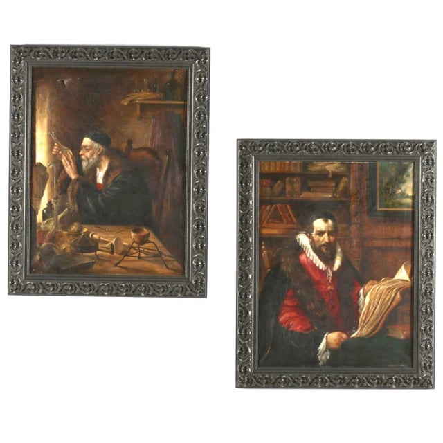 19th Century Antique Scholar Portraits Paintings by Theodore Du Bois, French - Set of 2 For Sale - Image 11 of 11