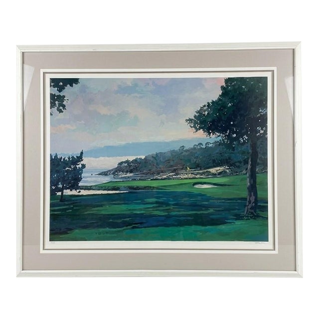 Signed Robert Schaar "18th Hole at Pebble Beach" Large Framed 50" X 40" Serigraph - Ed. #5/675 For Sale