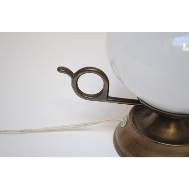 Pair of Petite Vintage Italian Chamberstick Glass and Brass Bedside Lamps For Sale - Image 9 of 12