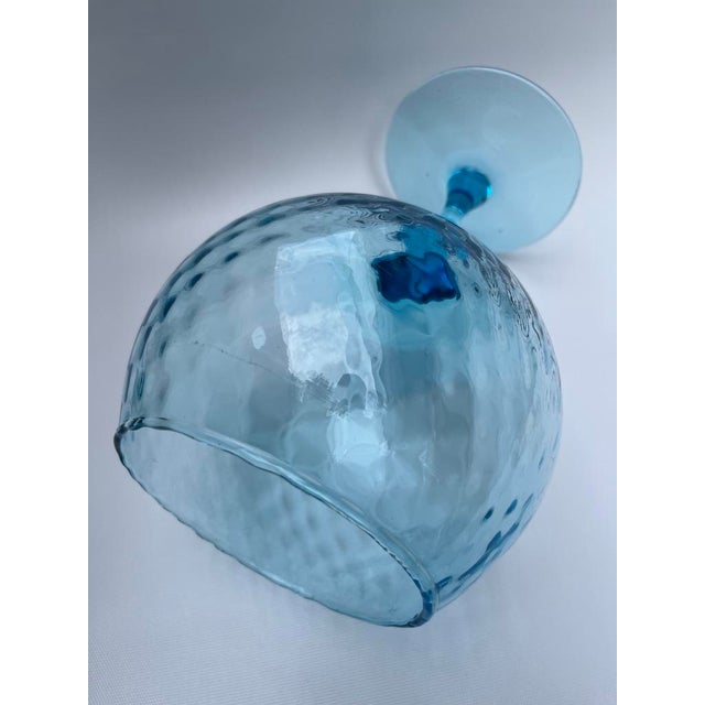 Glass Vintage Blue Glass Footed Vase For Sale - Image 7 of 8
