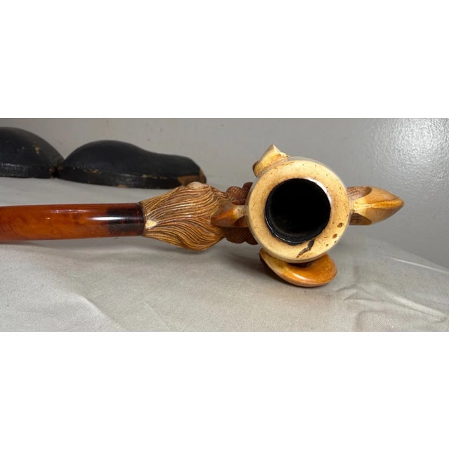 2 Large Antique 1800's Hand Carved Dragon Claw Talon Meerschaum Smoking Pipe For Sale - Image 11 of 18